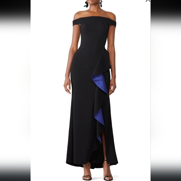 Slate & Willow Dresses & Skirts - Slate & Willow Cobalt Contrast Ruffle Gown